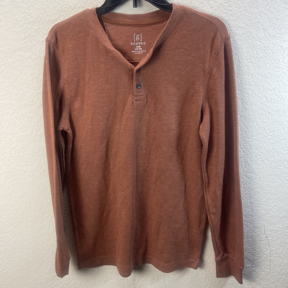 George Men's Small  Brown Thermal Henley Shirt